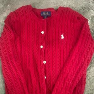 Ralph Lauren cable knit sweater button up size 7 gently worn